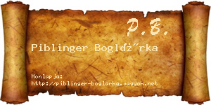 Piblinger Boglárka névjegykártya